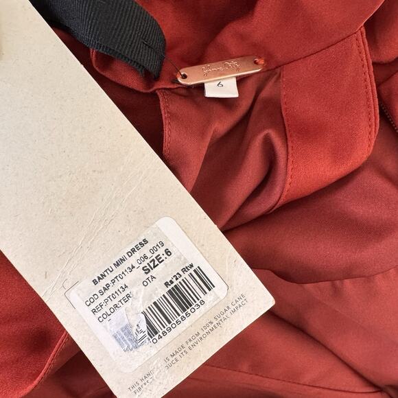 Johanna Ortiz Silk Bantu Mini Dress 6 NWT Terra Cotta Draped Cocktail Party - Picture 10 of 12